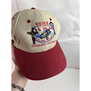 Vtg SCMA 3 Flags Classic Motorcycle Tour Club‎ Retro Emroidered Hat 28th Annual